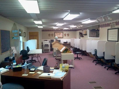 Academy classroom with individual study spaces in 2012.